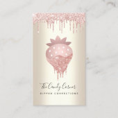 ピンクグリッタードリップストロベリーコンフェクションスイーツ金ゴールド 名刺 (正面)