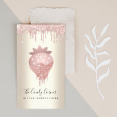 ピンクグリッタードリップストロベリーコンフェクションスイーツ金ゴールド 名刺