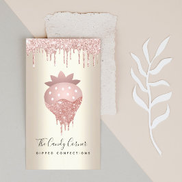 ピンクグリッタードリップストロベリーコンフェクションスイーツ金ゴールド 名刺