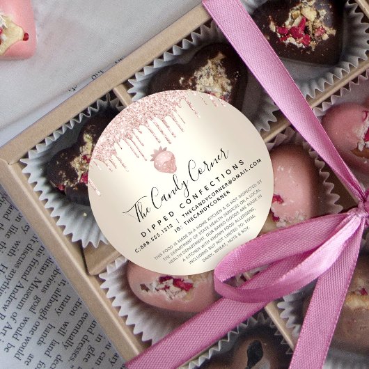 ピンクグリッタードリップストロベリーコンフェクション金ゴールド合法 ラウンドシール