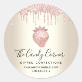 ピンクグリッタードリップストロベリーコンフェクション金ゴールド ラウンドシール (正面)
