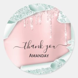 ピンクグリッタードリップスブライダルスウィート16thミントー ラウンドシール