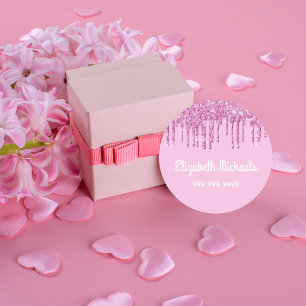 ピンクグリッタードリップスホワイトネームガール ラベル