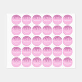 ピンクグリッタードリップスホワイトネームガール ラベル (シート)