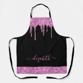 ピンクグリッタードリップスモノグラムブラック エプロン (正面)