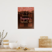 ピンクグリッタードリップチョコレートキャンディバースイーツ16 ポスター (キッチン)