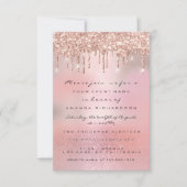 ピンクグリッタードリップバラ金ゴールドベビーシャワー足 招待状 (正面)