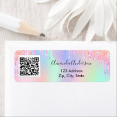 ピンクグリッタードリップビジネスqrコード差出人住所 ラベル (インサイチュ)