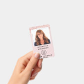 ピンクグリッタードリップフォトロゴバーコード名バッジ バッジ (Handheld)