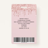 ピンクグリッタードリップフォトロゴバーコード名バッジ バッジ (裏面)