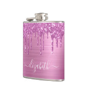 ピンクグリッタードリップモノグラムの フラスク (左)