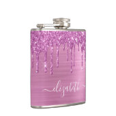 ピンクグリッタードリップモノグラムの フラスク (右)