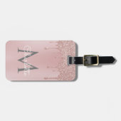 ピンクグリッタードリップモノグラムエレガントスクリプガーリート ラゲッジタグ (正面横)