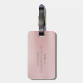 ピンクグリッタードリップモノグラムエレガントスクリプガーリート ラゲッジタグ (裏面縦)