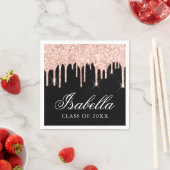 ピンクグリッタードリップ名前をカスタムする卒業 スタンダードカクテルナプキン (インサイチュ)