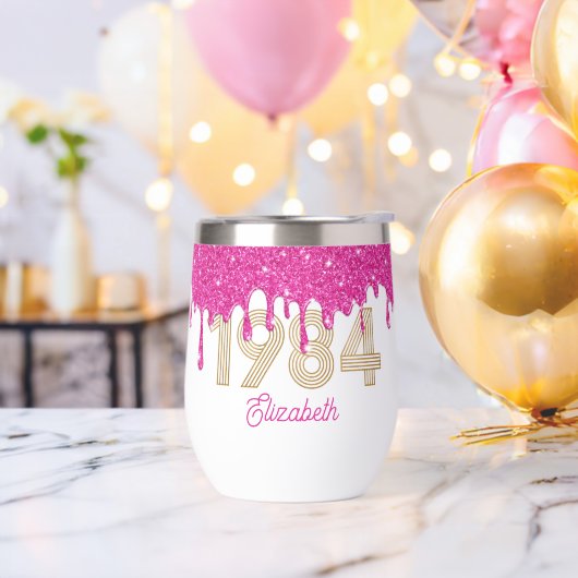 ピンクグリッタードリップ金ゴールド1984 40th Birthday (バチェラーパーティー)