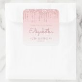 ピンクグリッタードリップ40歳の誕生日パーティーありがとう スクエアシール (バッグ)