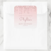 ピンクグリッタードリップ80thバースデーパーティーありがとう スクエアシール (バッグ)