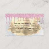 ピンクグリッタードリップ | 金ゴールドブラシ | 大理石 名刺 (裏面)