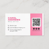 ピンクグリッタードリプスネイリストネイルアーティスト 名刺 (裏面)