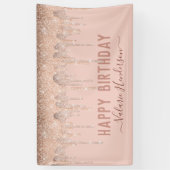 ピンクグリッタードリプスハッピーバースデー 横断幕 (縦)