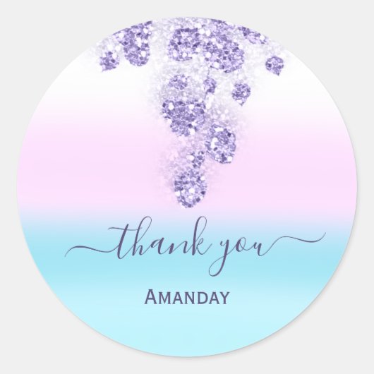 ピンクグリッタードリプスブライダルスウィート16thブ感謝していルール ラウンドシール (正面)