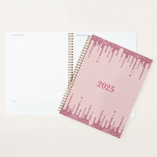 ピンクグリッタードリプスプランナー2025 プランナー手帳 (ディスプレー)