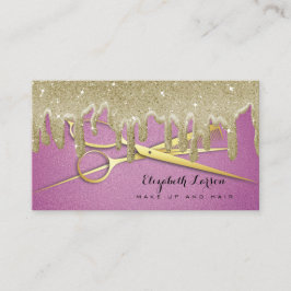 ピンクグリッタードリプス美容師美しいサロン 名刺