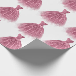 ピンクグリッタードレエレガントスパーティーパターン ラッピングペーパー