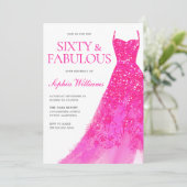 ピンクグリッタードレス60thバースデーパーティー 招待状 (スタンド正面)