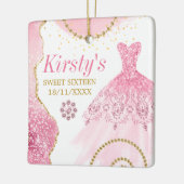 ピンクグリッタードレス&グラムエッジ&ダイヤモンドスイート16 セラミックオーナメント (左)