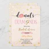 ピンクグリッタードーナツとダイヤモンドの招待 招待状 (正面/裏面)