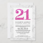 ピンクグリッターナンバー21 21招待状大理石 招待状 (正面)