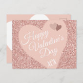 ピンクグリッターハッピーバレンタインデーXOX ポストカード (正面/裏面)