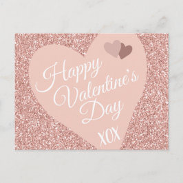 ピンクグリッターハッピーバレンタインデーXOX ポストカード
