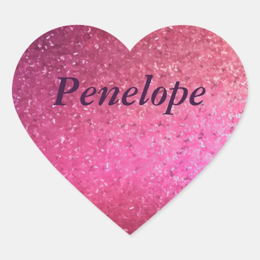 ピンクグリッターハートガールズ名 ハートシール (正面)