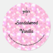 ピンクグリッターハート香り付きキャンドルラベル ラウンドシール (正面)