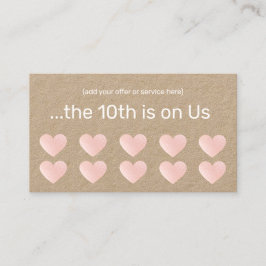 ピンクグリッターハート10パンチサロン顧客ロイヤリティ ロイヤリティカード