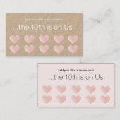 ピンクグリッターハート10パンチサロン顧客ロイヤリティ ロイヤリティカード (正面/裏面)