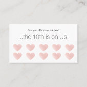 ピンクグリッターハート10パンチサロン顧客ロイヤリティ ロイヤリティカード (正面)