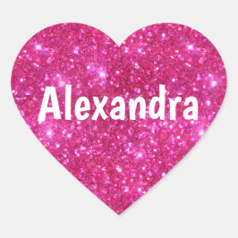 ピンクグリッターハート ハートシール