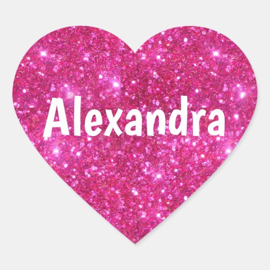 ピンクグリッターハート ハートシール (正面)