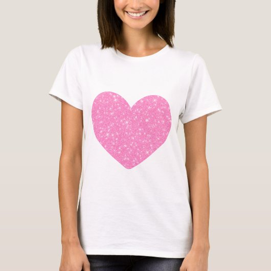ピンクグリッターハート Tシャツ (正面)