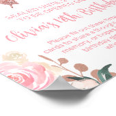 ピンクグリッターバタフライタイムカプセル標識 ポスター (角)