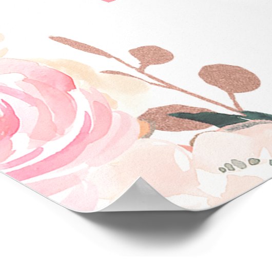 ピンクグリッターバタフライ誕生日ウェルカムポスター ポスター (角)