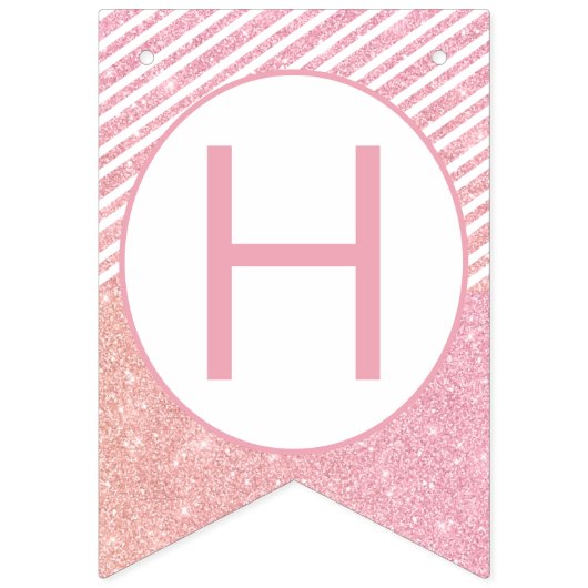 ピンクグリッターバニーハッピーバースデーパーティーバナー バンティングフラッグ (第2の旗)