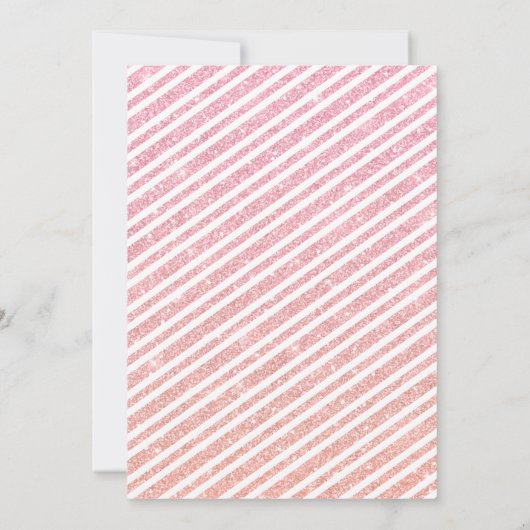 ピンクグリッターバニーフローラファースト誕生日 招待状 (裏面)