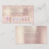 ピンクグリッターバラ金ゴールドネイルアーティストアポイントメントVIP 予約カード (正面/裏面)