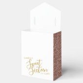 ピンクグリッターバラ金ゴールドミニマリストスウィート16カスタム フェイバーボックス (オープン)