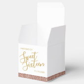 ピンクグリッターバラ金ゴールドモダンスウィート16カスタム フェイバーボックス (オープン)